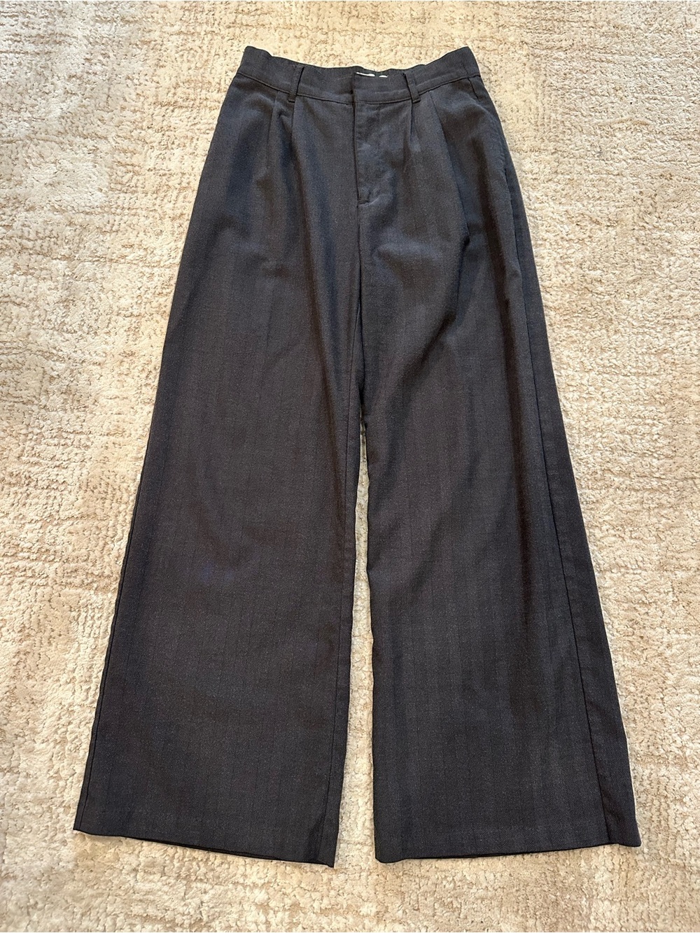 Abercrombie & Fitch Sloane Tailored Wide Leg Pants Gray Herringbone Size S